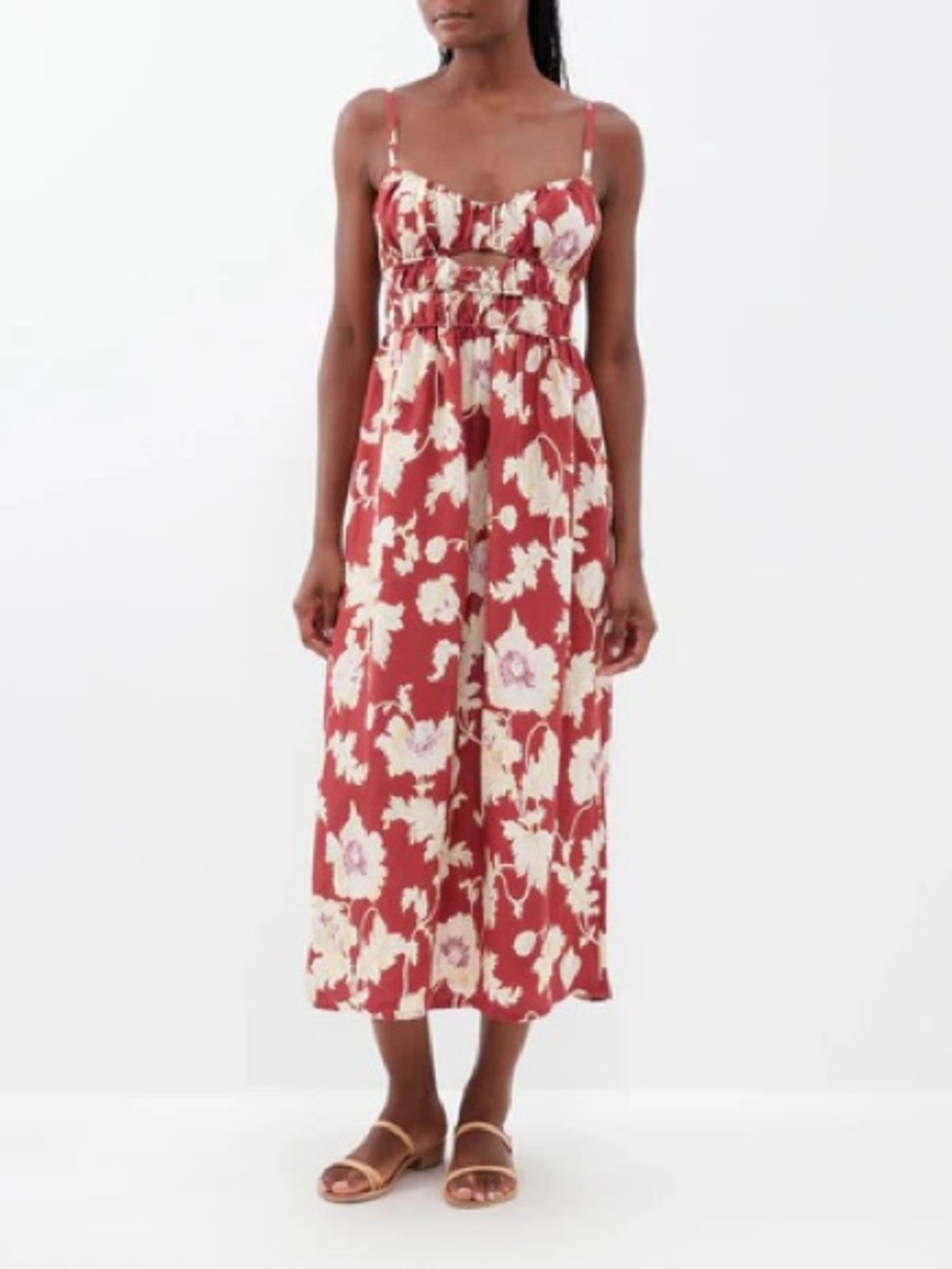 POSSE Burgundy and Cream Floral Maxi Dress